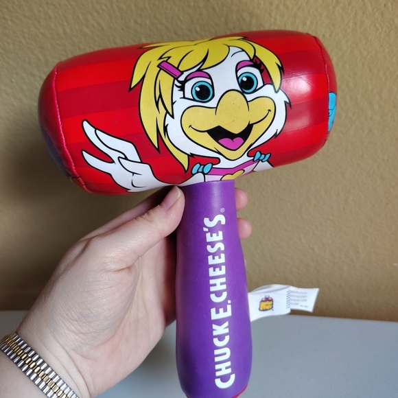 Chuck E. Cheese Pizza Lot Of 2 Collectible Toys Stackable Plush & Soft Hammer - Picture 7 of 8